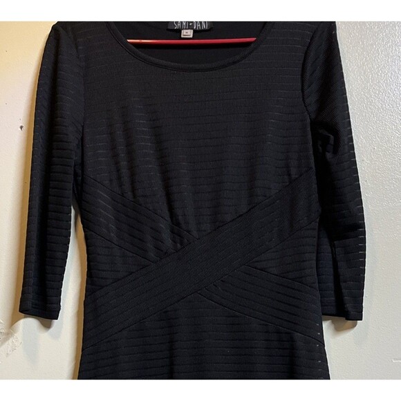 Sami & Dani Classic Black Sheer Stretch Sheath Cocktail Dress Sz 12 Size Medium - Picture 3 of 9